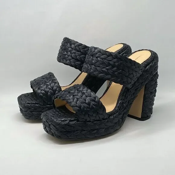 Bottega Veneta Trinity Weave Black Raffia Platform Sandals size 38 - Picture 6 of 13